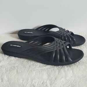OKABASHI Venice Black Sandals Size ML 8-9